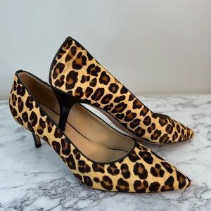 Joan Oloff leopard print pony hair kitten heels. Size 8.5